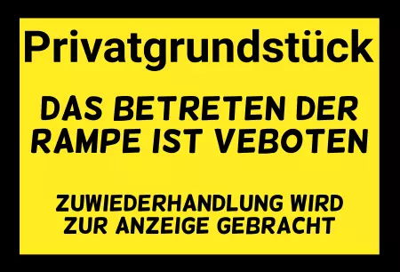 Warnschild Warnung - Zutritt verboten Betreten der Rampe verboten Bild