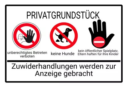 Warnschild Warnung - Zutritt verboten PRIVATGRUNDSTÜCK Bild