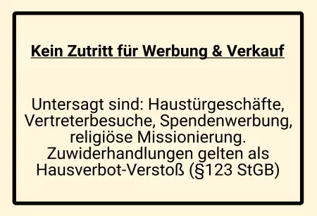 WarnschildWarnung - Zutritt verboten Kein Zutritt für Werbung und Verkauf Bild